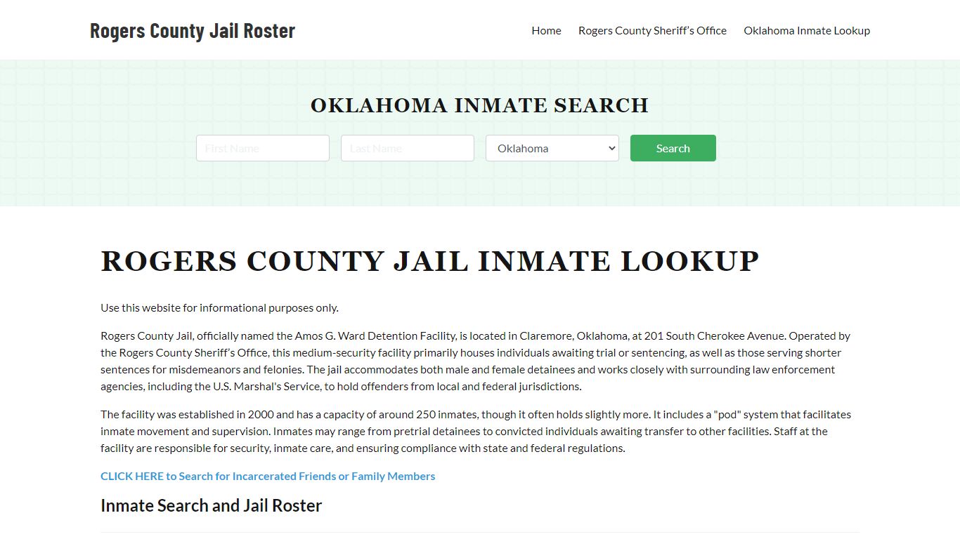 Rogers County Jail Roster Lookup, OK, Inmate Search